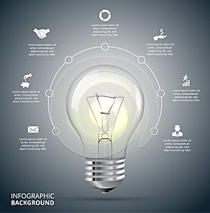 Vector light bulb with circle for infographic.