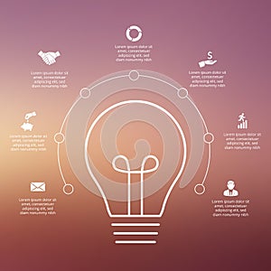 Vector light bulb with circles for infographic.