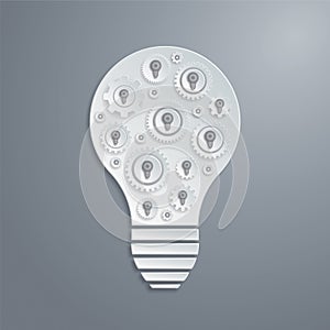 Vector light bulb with cogs gears. Creativity concept.