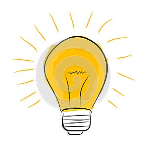 Vector light bulb hand drawn doodle