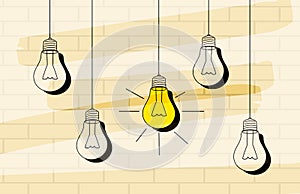 Vector light bulb icon with concept of idea.