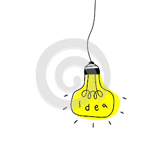 Vector light bulb icon with concept of idea