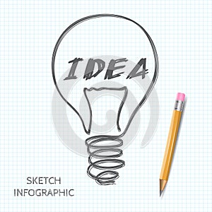 Vector light bulb icon with concept of idea.