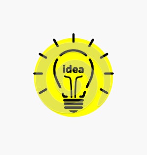 Vector light bulb icon with concept of idea. Brainstorming.