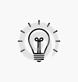 Vector light bulb icon with concept of idea. Brainstorming.