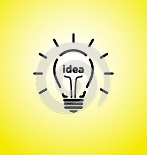 Vector light bulb icon with concept of idea. Brainstorming.