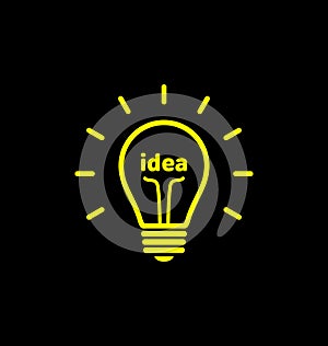 Vector light bulb icon with concept of idea. Brainstorming.