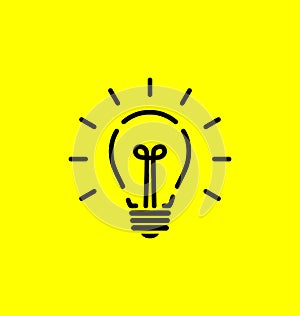 Vector light bulb icon with concept of idea. Brainstorming.