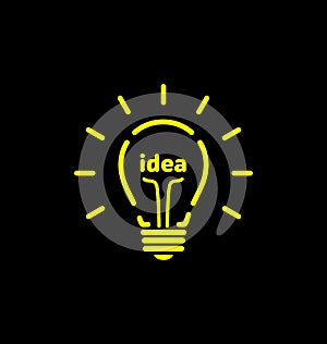 Vector light bulb icon with concept of idea. Brainstorming.