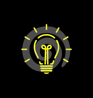 Vector light bulb icon with concept of idea. Brainstorming.