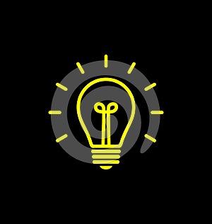 Vector light bulb icon with concept of idea. Brainstorming.