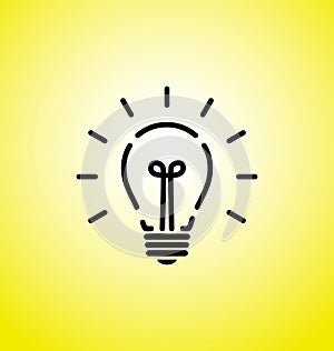 Vector light bulb icon with concept of idea. Brainstorming.