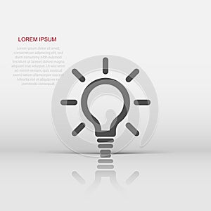 Vector light bulb icon in flat style. Electric lamp sign illustration pictogram. Idea lightbulb business concept