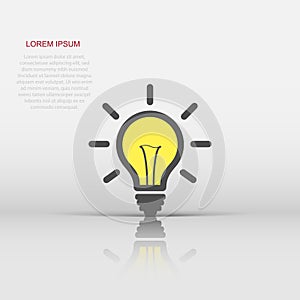 Vector light bulb icon in flat style. Lighting electric sign illustration pictogram. Idea lightbulb business concept