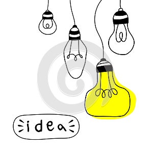 Vector light bulb icons with concept of idea