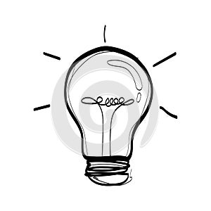 Vector light bulb , sketch of a bulb