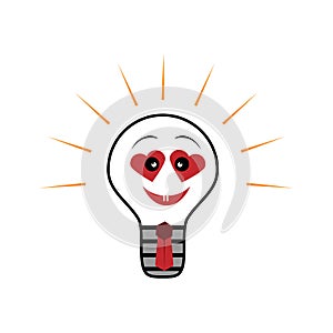 Vector light bulb, symbol of heart ,symbol of innovation