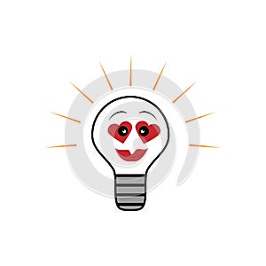 Vector light bulb, symbol of heart ,symbol of innovation and good ideas