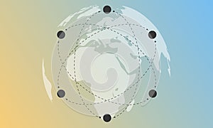 Vector Light globe, orbits of elements and gradient background.