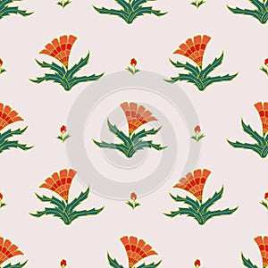 Vector light rose seamless pattern background: Prickly Boteh.