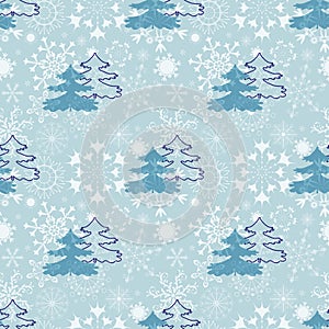 Vector light silver seamless Christmas pattern