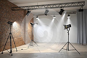 Vector light source set with studio lighting effects photo
