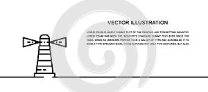 Vector lighthouse, beacon, warning sign, navigation, seamark one line icon. Continuous one line