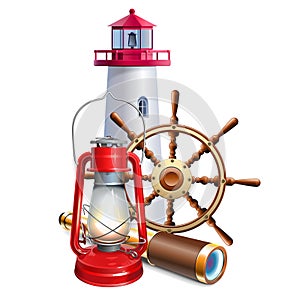 Vector Lighthouse with Kerosene Lamp