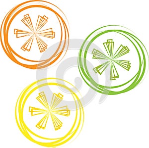 Vector lime, lemon, grapefruit and orange slices isolated on white background. tropical fruit symbols, organic food