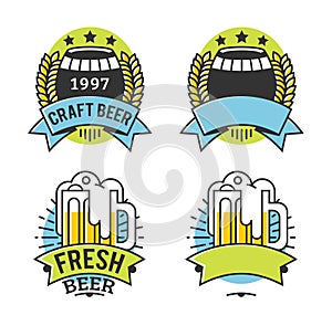 Vector Line Art Badge. Craft Beer Logo. Vintage Label for Brew H