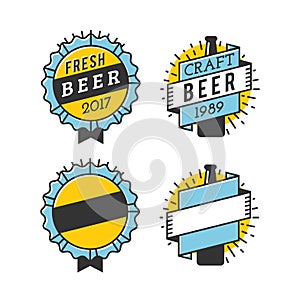 Vector Line Art Badge. Craft Beer Logo. Vintage Label for Brew H