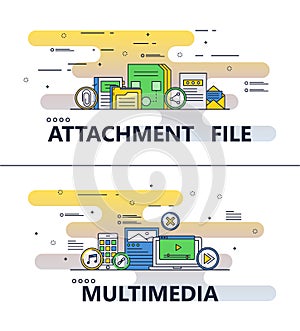 Vector line art file attachment multimedia templates