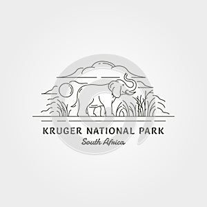 vector of line art kruger national park logo design, elephant on kruger national park label design
