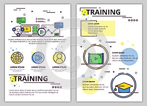 Vector line art training poster, banner template