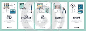 Vector line art web and mobile app template set