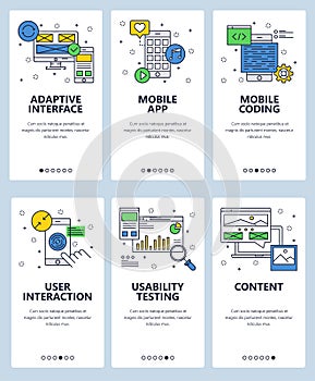 Vector line art web and mobile app template set