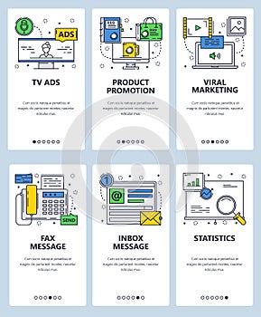 Vector line art web and mobile app template set