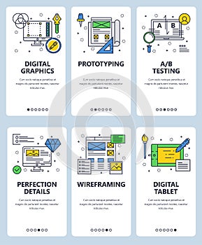 Vector line art web and mobile app template set