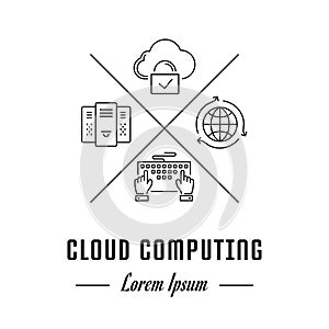 Vector Line Banner Cloud Computing