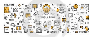 Vector line banner and concept for consulting