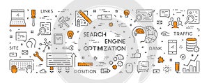 Vector line banner for search engine optimization