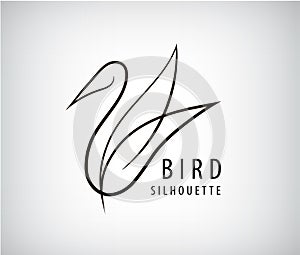 Vector line bird logo, pigeon silhouette, flying abstract logo, icon