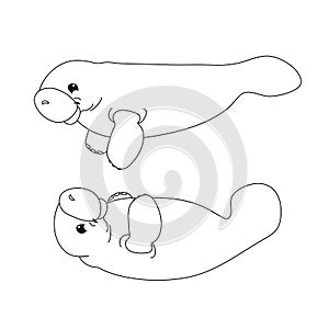 Vector line cartoon animal clip art