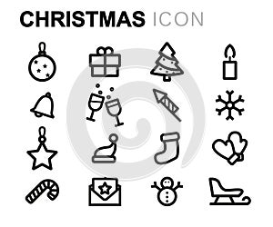 Vector line christmas icons set