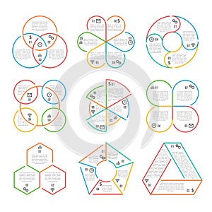 Vector line circle, triangular, hexagonal, pentagonal business infographics photo