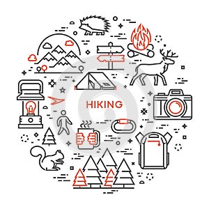 Vector line design concept for hiking