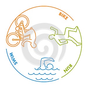 Vector line design concept for triathlon