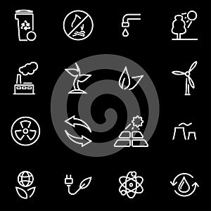 Vector line eco icon set