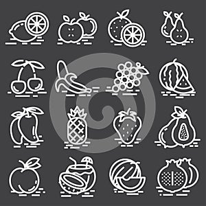 Vector line fruit icon collection