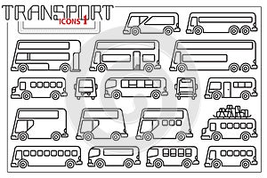 Vector line graphic. Set of icons bus